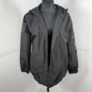 NWT Spyder Black Water Resistant Hooded Windbreaker Jacket Size L